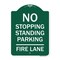 Signmission No Stopping Standing Parking-Fire Lane, Green & White Aluminum Sign, 18" x 24", GW-1824-23571 A-DES-GW-1824-23571 - alternate 1